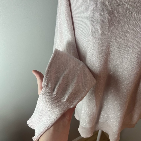 J. Society Women's L Light Pink Metallic Pullover Sweater Cotton Blend Dolman - Picture 3 of 5